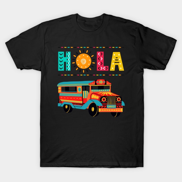 HOLA BUS MEXICO HAPPY COLOURS T-Shirt by DAZu